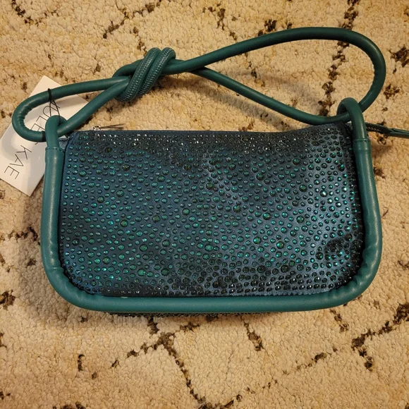 NWT JULES KAE BECCA CRYSTAL SHOULDER BAG, EMERALD - Picture 10 of 10